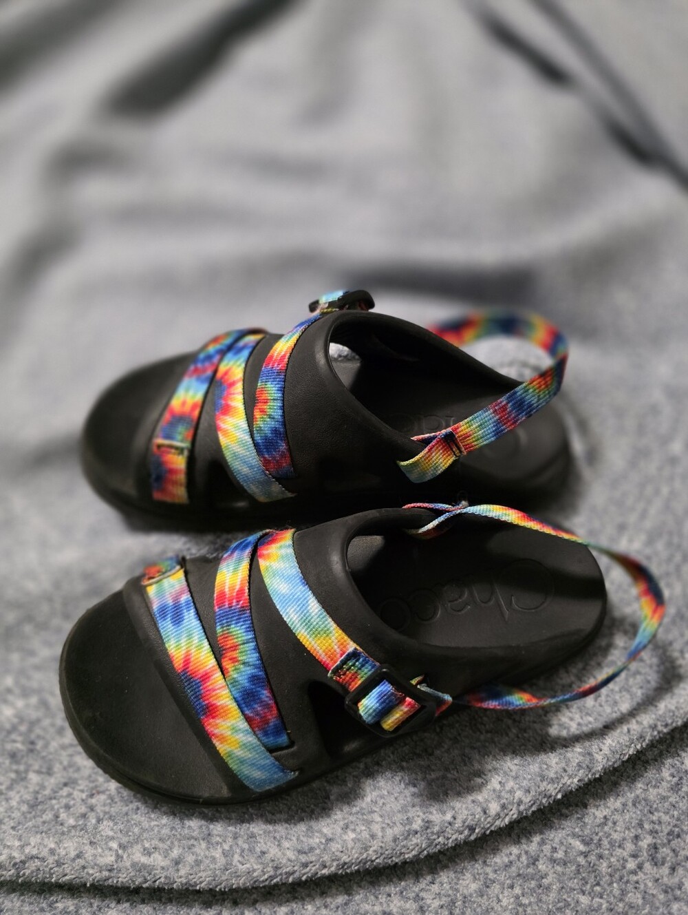 Kids Chacoa Tie-Dye Strap Sandals - Black Base